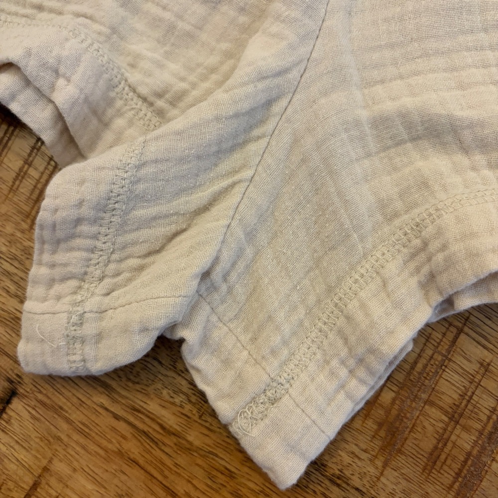 Aerie Cotton Gauze Shorts L Pull On Boho Coastal Raw Edge Beige Beach Vacation - Picture 6 of 9